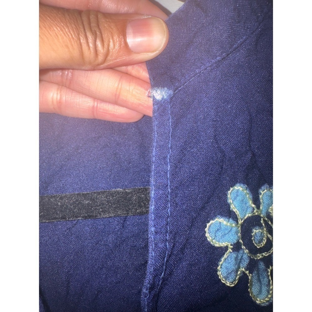 Kirat Blue Batik Floral Embroidered Rayon Poncho Top One Size Boho Tie Dye READ - Picture 4 of 7